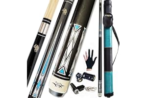 Tai ba cues 2-Piece Pool cue Stick + Hard Case, 13mm Tip, 58", Hardwood Canadian Maple Professional Billiard Pool Cue Stick 18,19,20,21,22 Oz Pool Stick (Selectable)-Blue, Black, Red, Gray, Green