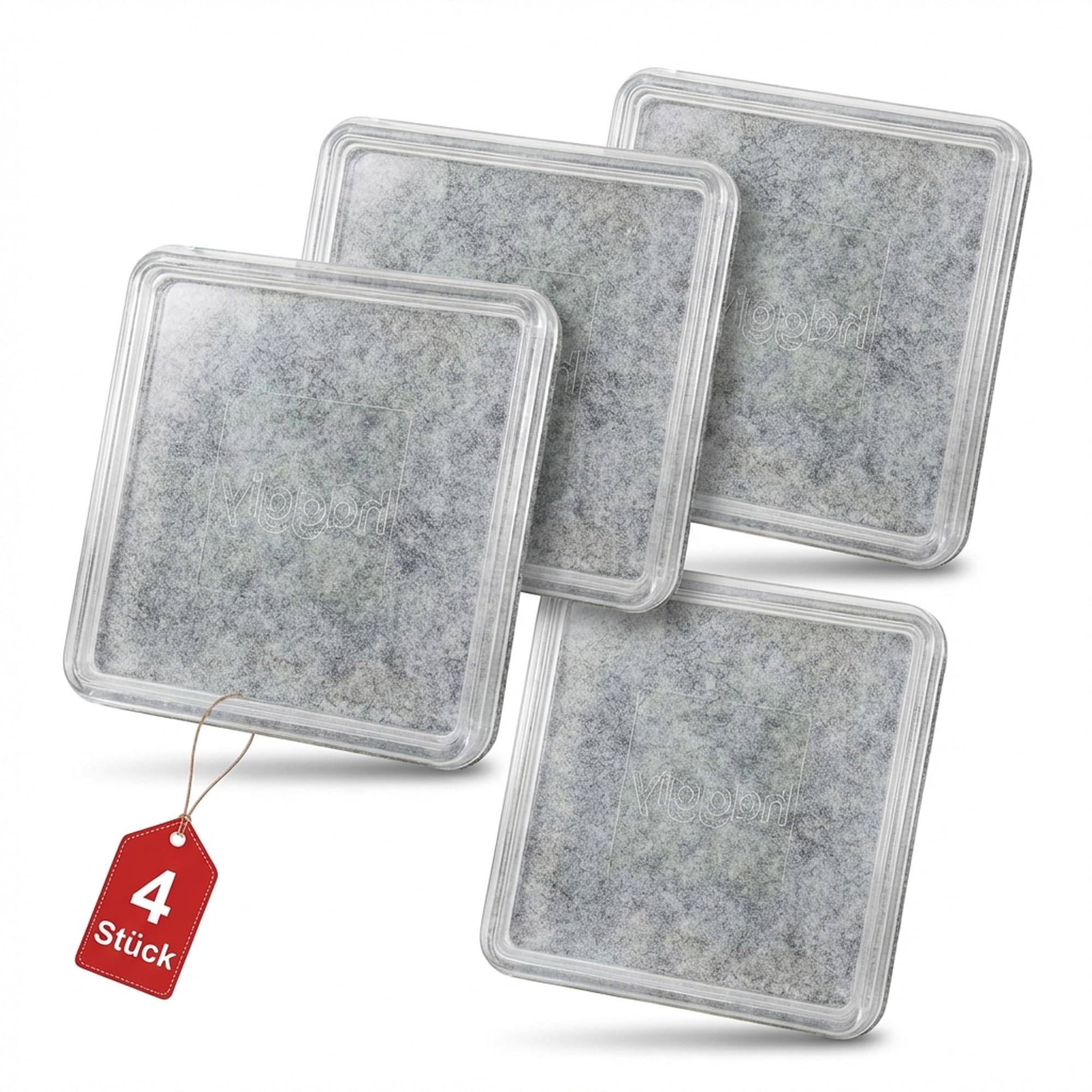 haggiy Furniture Castor Cups 60x60mm, 4 Pack - Clear Square Caster Cups with Felt Base, Heavy Duty Floor Protectors for Wood, Laminate, Tile — image 1