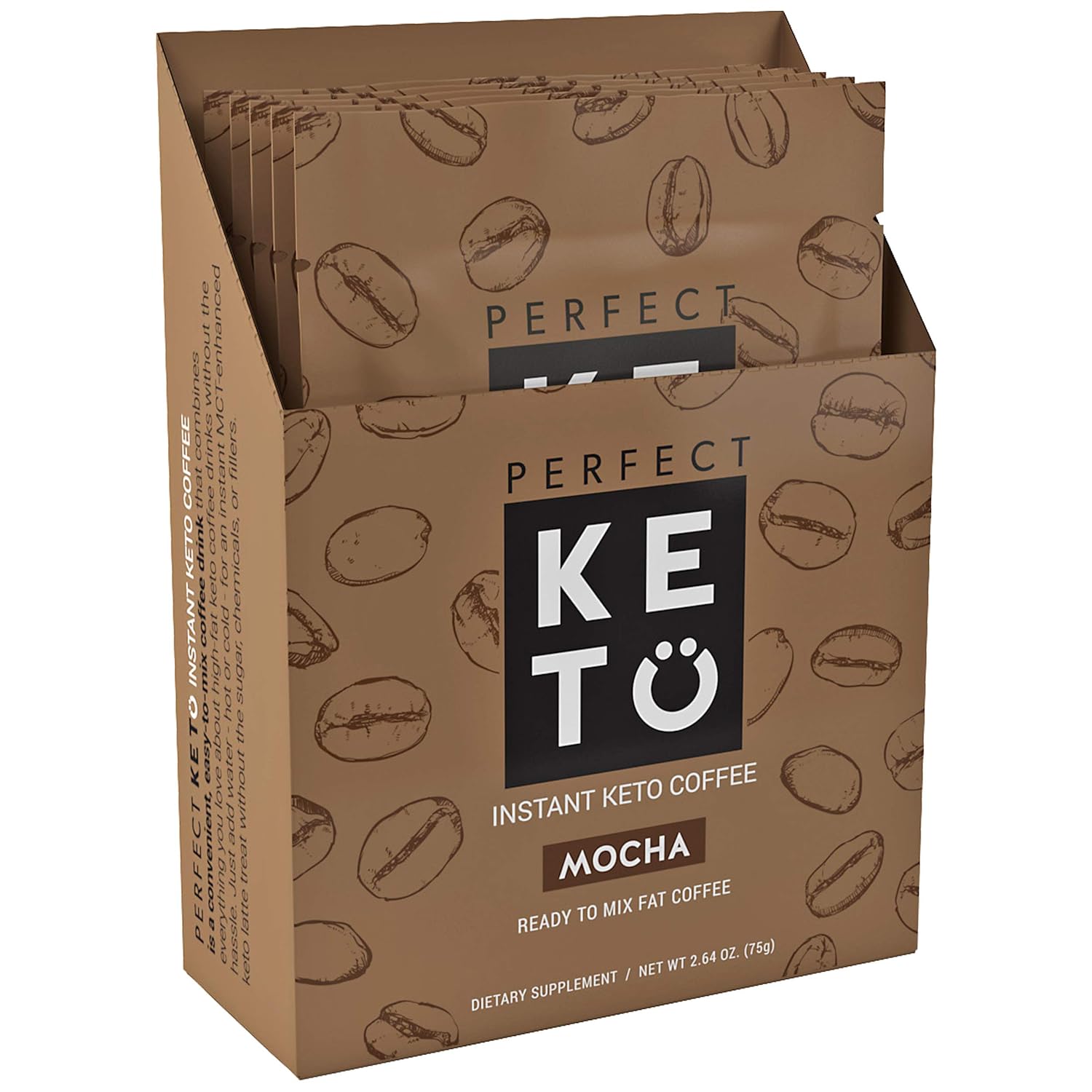 Perfect Keto Instant Coffee Ketogenic Fat Coffee Sugar Free Cafe Latte w Coconut Oil MCT