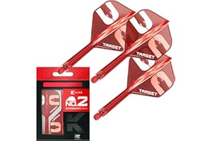 Target Darts Nathan Aspinall “ASP” K-Flex Flight & Shaft System, Red | No.2/No.6 Kflex – Short (19mm), Intermediate (26mm), and Medium (33mm) All-in-One K Flex Flights and Shafts