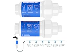 Mornajina 2 Pieces Calcium Inhibitor Filter for 3/4" Standard Garden Hose and Faucets, Inline Sediment Anti-Scale Mister Filter for Outdoor Misting System Mist Nozzle