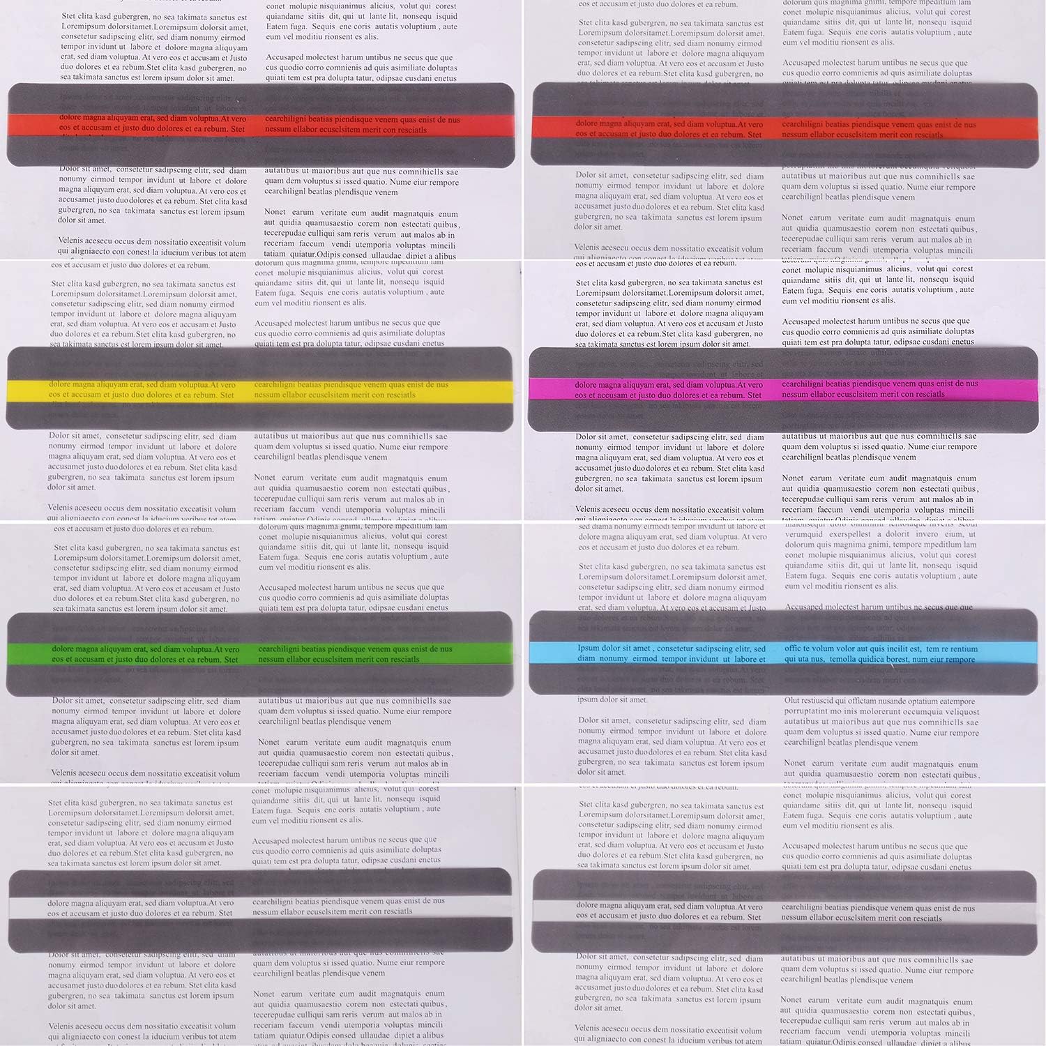 24 Pack Reading Guide Strips Highlighter Colored Overlays Bookmark Read