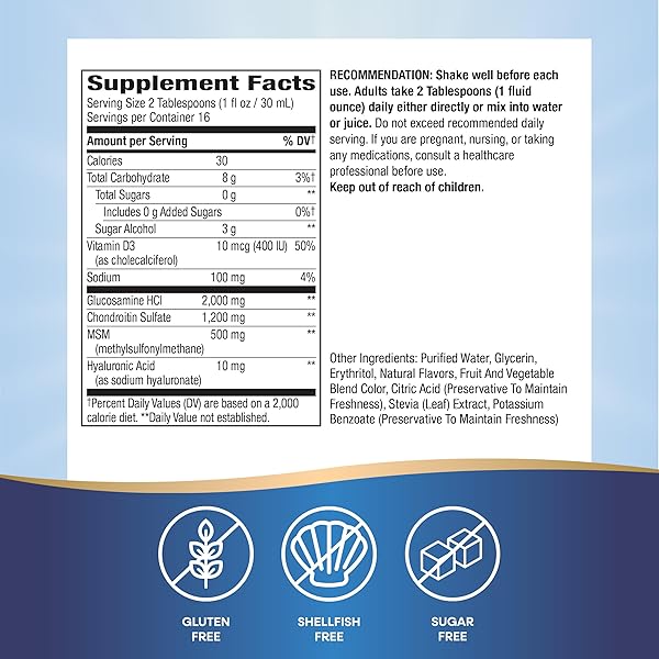 NATURE’S WAY ULTRA-STRENGTH JOINT MOVEMENT GLUCOSAMINE LIQUID, GLUCOSAMINE, CHONDROITIN, MSM WITH VITAMIN D3 & HYALURONIC ACID, FAST-ABSORBING LIQUID, JOINT SUPPORT SUPPLEMENT*, BERRY FLAVORED, 16 OZ