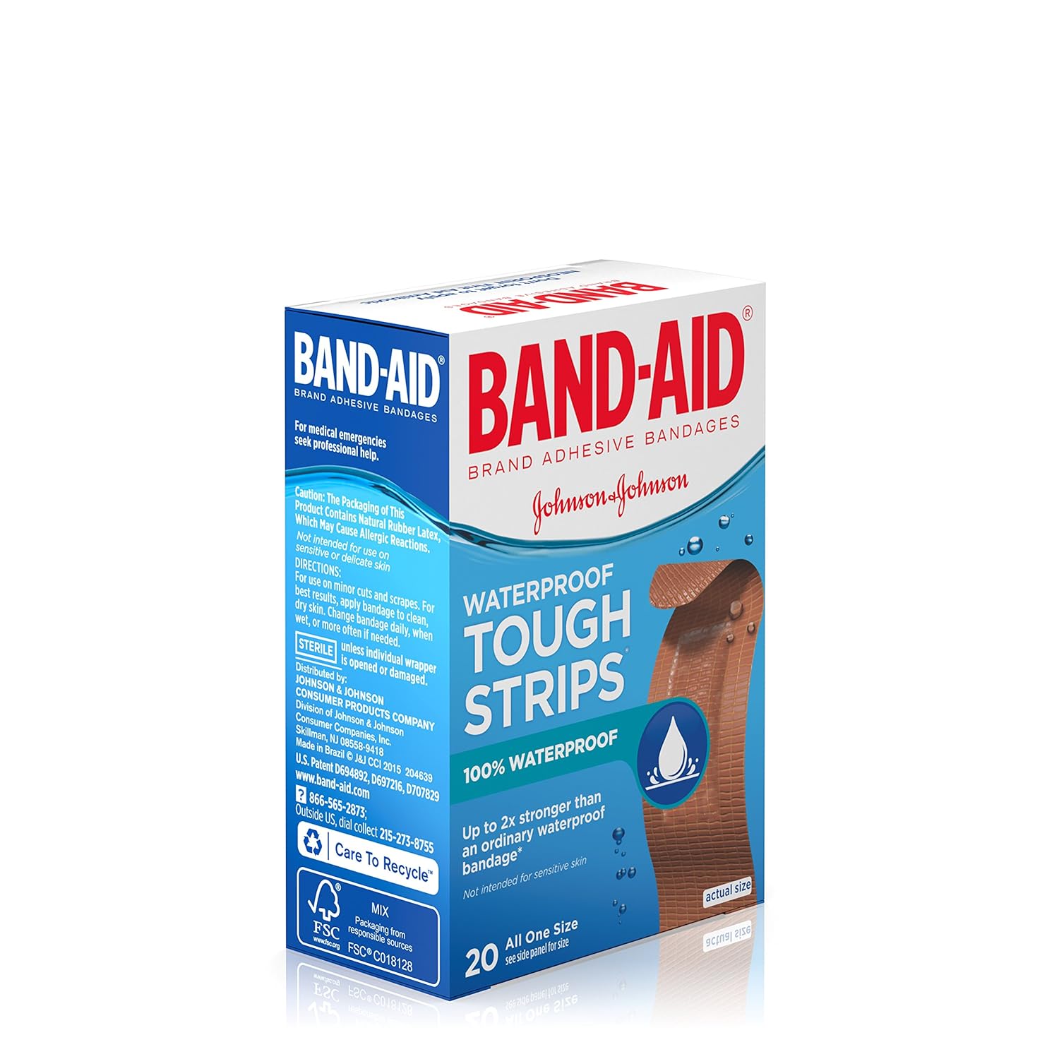 BANDAID Waterproof ToughStrips Bandages 20 ea (Pack of 2) BigaMart