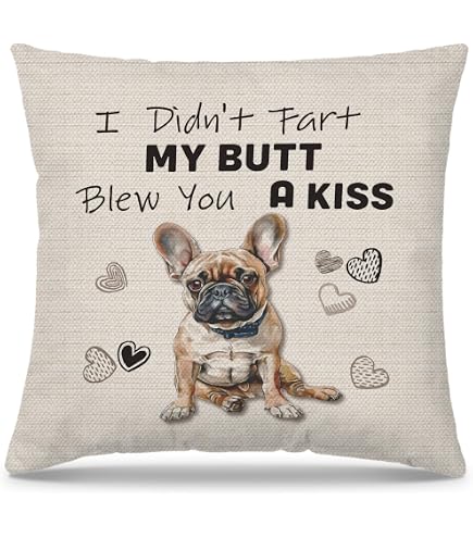 French Bulldog Pillow Cover 18x18 - Corduroy Decorative Throw With Hidden Zipper