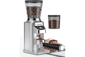 CUSINICE Espresso Coffee Grinder - 34 Precise Grind Settings, Anti-Static 40mm Stainless Steel Burr, 0.1s Electronic Timer, 11.3oz Bean Hopper, Conical Burr Coffee Grinder for Home Use