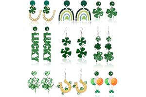 Moiegouct 9 Pairs St Patricks Day Earrings Green Shamrock Earrings St. Patrick's Day Jewelry Festival Holiday Dangle Earrings for Women