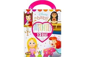 Disney Baby Princess Cinderella, Belle, Ariel, and More! - My First Library Board Book Block 12 Book Set - First Words, Colors, Numbers, and More! - PI Kids