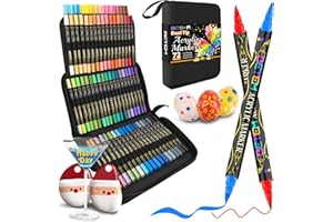 Betem 72 Colors Paint Markers Acrylic Paint Pens, Dual Tip with Brush Tip and Fine Point, Art Supplies for Wood, Canvas, Ston