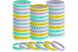 Zaruatu 60 Pcs Motivational Wristband Silicone Bracelets Math Lover Colorful Inspirational Stretch Wristbands Unisex Sports Fan Bracelets Pi Math Party Christmas Gifts for Students (Multicolored)