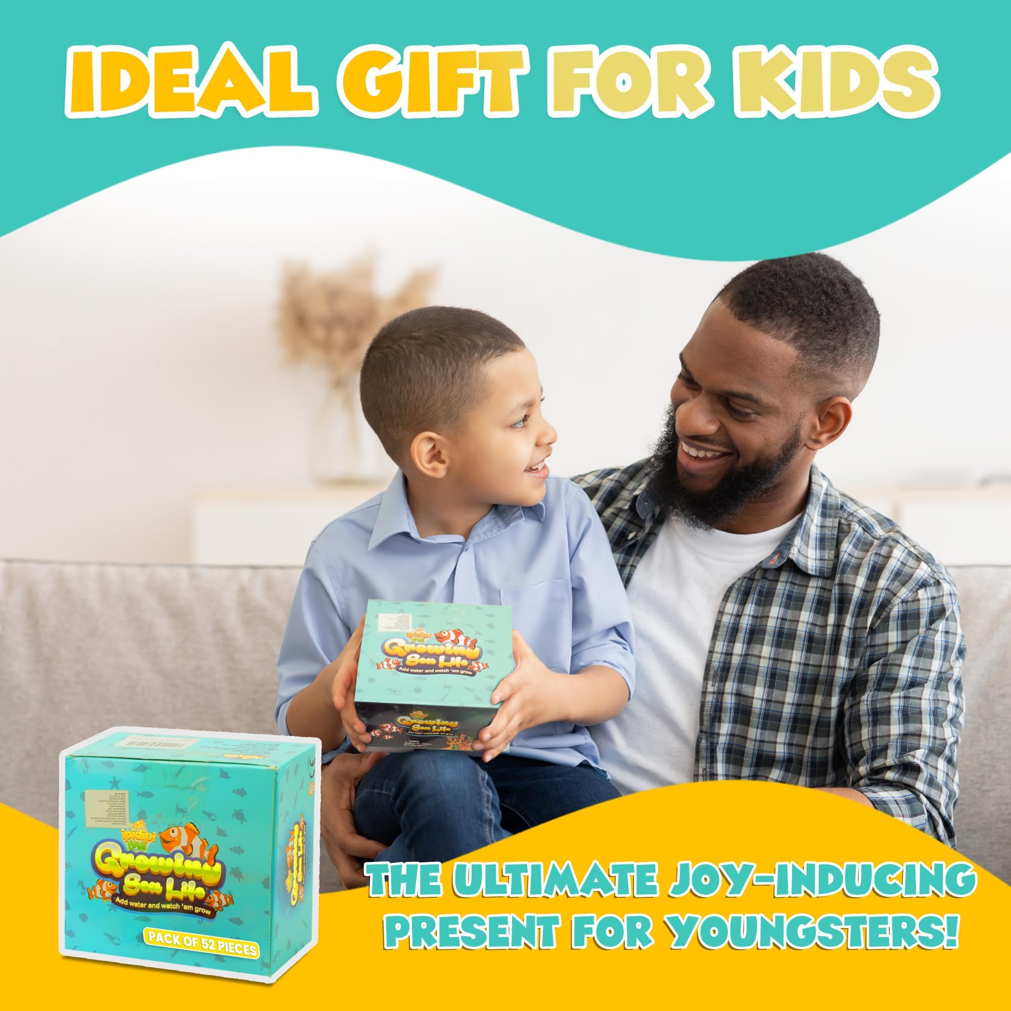 IPIDIPI TOYS Water Growing Sea Creature Toys for Kids – 52-Pack Ocean-Themed Party Favors, Goodie Bag Stuffers, Sensory Play, and Classroom Prizes