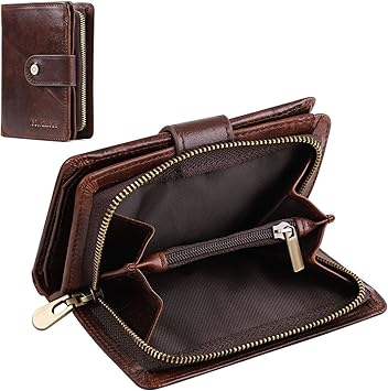 Amazon Boneruy 財布 サイフ メンズ 牛革 二つ折り 本革 小銭入れ カード13枚収納 大容量 日本製ラウンドファスナー ビジネス ギフト ブラウン 財布