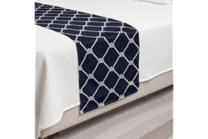 Ambesonne Navy Blue Bed Runner, Navy Sea Yacht Theme Cool Classic Vessel Design in Vertical Rope Artwork, Decorative Accent Bedding Scarf for Hotels Homes and Guestrooms, Twin, Blue White