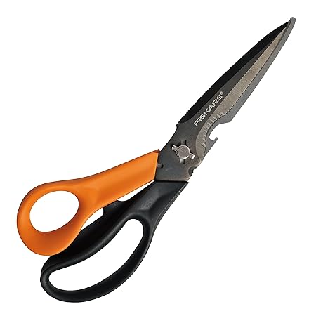 Fiskars Mehrzweckschere mit trennbaren Klingen, Inklusive Schutzhülle mit Scheren-Schärfer, Länge 23 cm, Titaniumbeschichtung