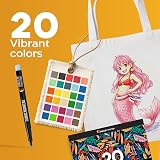 Zenacolor 20 Fabric Markers Set - Non Toxic Fine Point Textile Pens view 3