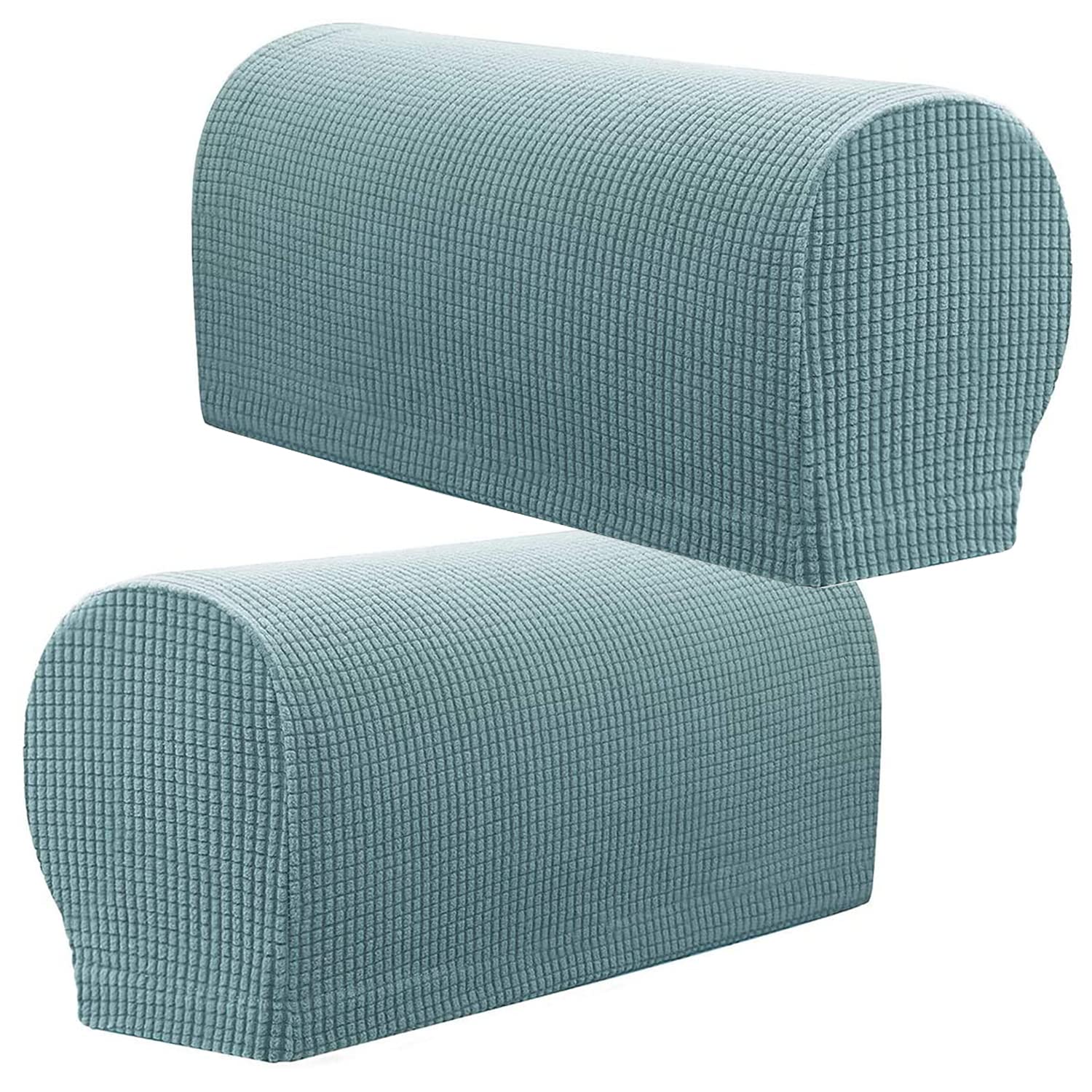 XIEHUZA Arm Rest Covers, Stretch Armchair Couch Armrest Chair Covers for Furniture Protector, Anti-Slip Sofa Chair Arm Caps Spandex Polyester Slipcovers, Set of 2 (Light Blue)
