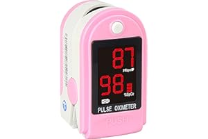 CONCORD HEALTH SUPPLY Concord Basics Pink Fingertip Pulse Oximeter Blood Oxygen Saturation Monitor with Carrying Case, Batteries, Silicone Cover and Lanyard