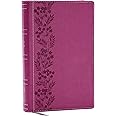 NKJV Personal Size Large Print Bible with 43,000 Cross References, Pink Leathersoft, Red Letter, Comfort Print