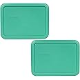 Pyrex Bundle - 2 Items: 7210-PC 3-Cup Light Green Plastic Food Storage Lids