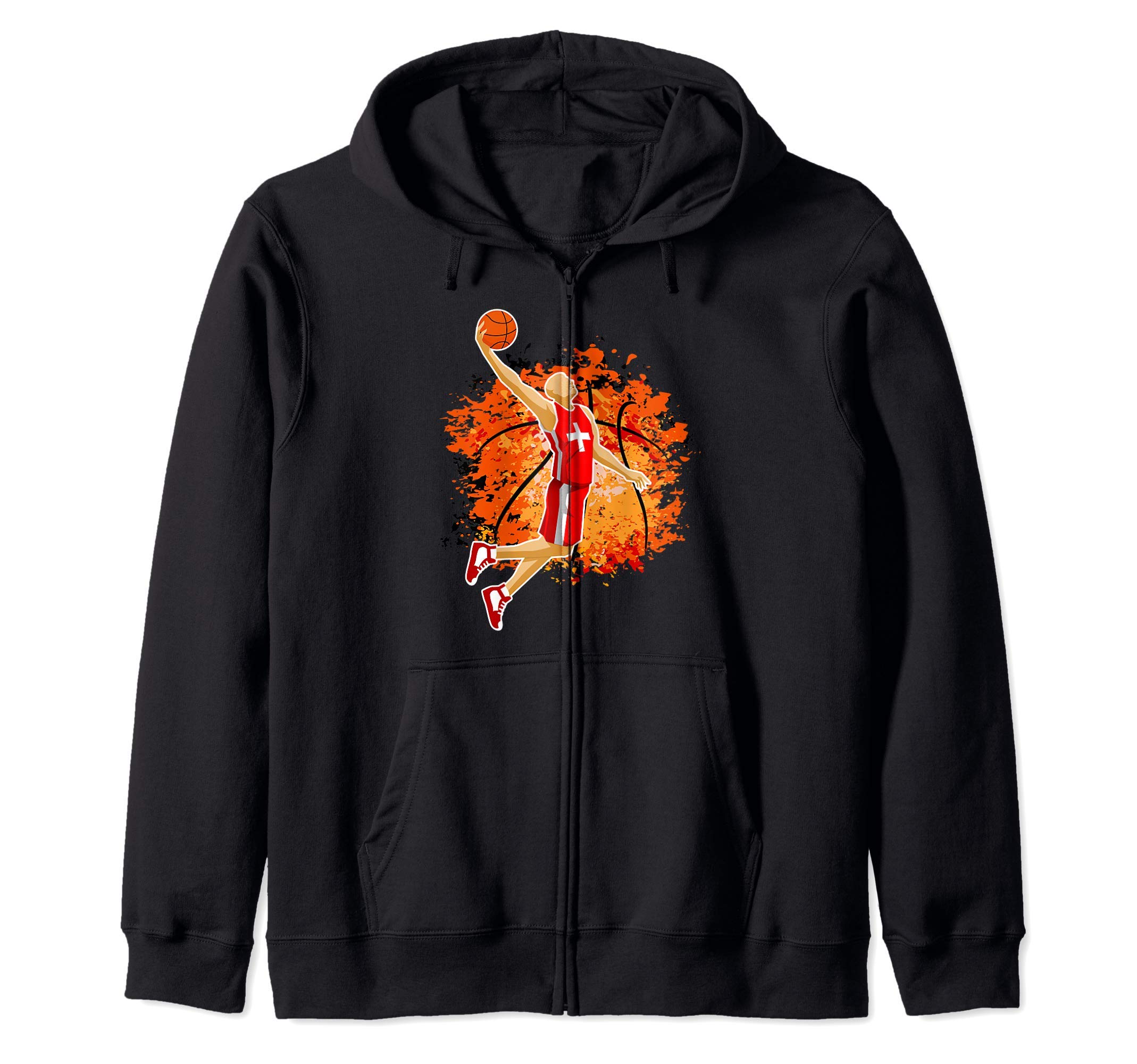 Switzerland Basketball Team Swiss National Flag Slam Dunk Zip Hoodie