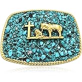BBOTEN Vintage Turquoise Belt Buckle Women Men Western Cowgirl Cowboy Rodeo Bull Horse Cross Belt Buckles for Women