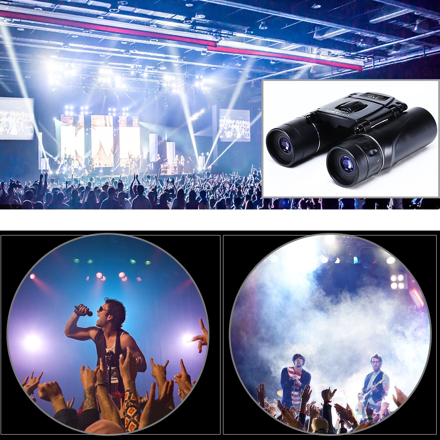 USCAMEL Folding Pocket Binoculars Compact Travel Mini Telescope HD Bak4 Optics Lenes Easy Focus 8x21 Colour Black : Camera & Photo