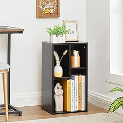 VECELO 3-Cube Open Bookcase, Small Bookshelf with