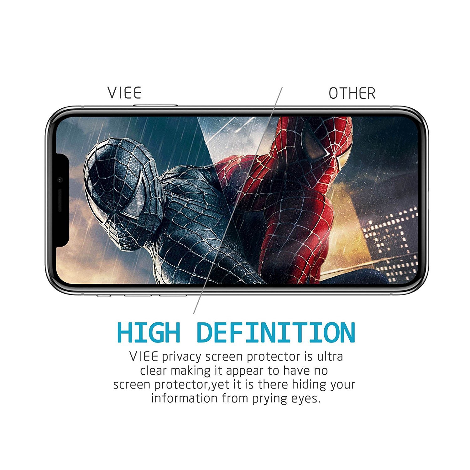 iPhone X Privacy Screen Protector, 2.5D Tempered Glass Screen Protector Film For iPhone X 5.8\