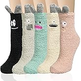 iCamter 5 Pairs Womens Fluffy Fuzzy Socks Cute Warm Winter Slipper Cozy Socks for Women