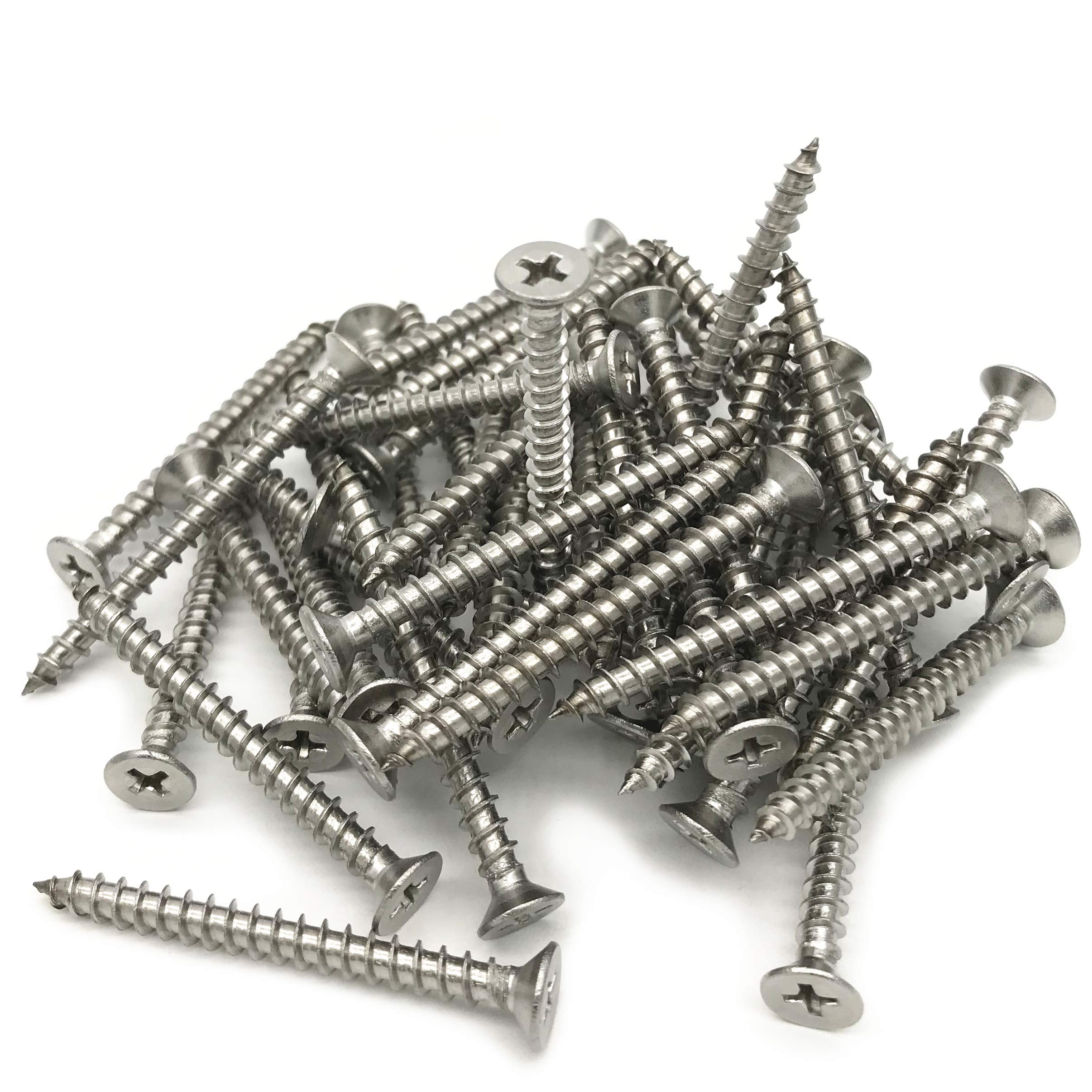 5 x 50mm Screw, Flat Head, Phillips Drive, Self Drilling, 304 Stainless Steel Drywall Wood Screws 50Pcs