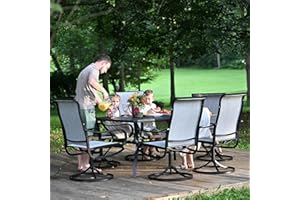 Sophia & William Outdoor Dining Set Patio Dining Set for 6 Outdoor Table and Chairs 7 Pieces Outdoor Patio Set with Swivel Patio Chairs 60"x 38" Metal Table for Garden Pool All Weather Grey