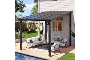 Aoxun 8’x10’ Gazebo, Wall Mounted Gazebos Pergola on Clearance, Outdoor Patio, Large Wall-Mounted Heavy Duty Awnings for Patio, Decks, Backyard (Black)
