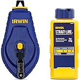 Irwin Tools IRWIN STRAIT-LINE COMPACT Chalk Reel, with Blue Chalk, 100 ft. (IWHT48440BC)