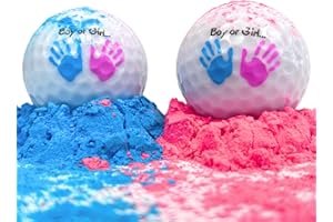 WINSHARP Gender Reveal Golf Balls Exploding Golf Ball Set (1 Pink + 1 Blue + 2 Wooden Tees per Pack) Girl or Boy Baby Reveal Ideas | Announcement Party Themed Gender Reveal Decorations Powder Explosion