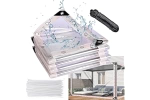 ZERNBER 10x13 FT Clear Waterproof Tarps(Increase Grommets Heavy Duty Outdoor Garden Rainproof Covering，Clear Vinyl Tarp with,Clear tarps for Patio,for Covering Henhouse Porch Canopy Plant Camping