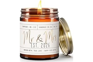 Wedding Gifts for Couples 2026, Bridal Shower Gifts from Bride - 'Mr and Mrs Est. 2026 Candle, w/Champagne on Ice I Wedding Shower for Newlyweds I 50Hr Burn, USA Made