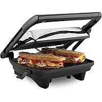 Hamilton Beach Electric Panini Press Grill with Locking Lid, Opens 180 Degrees for any Sandwich Thickness (25460A) Nonstick 8