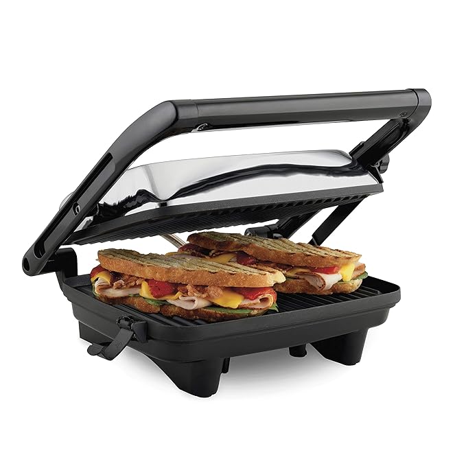 Hamilton Beach Electric Panini Press Grill with Locking Lid, Opens 180