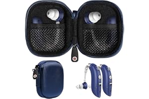 GETGEAR Designed Protective Case for Hearing Aid, Hearing Amplifier, Personal Sound Amplifier, Hearing Device, Listening Device, Strong Mini Case with Mesh Pocket(Rose Gold) (Blue)
