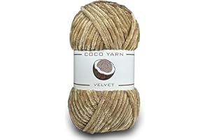 COCO YARN Velvet Yarn for Crocheting – CocoYarn - Chenille Chunky Yarn for Hand Knitting, Fluffy Soft Plush Jumbo Amigurum Super Bulky Baby Blanket Yarn for Crochet Size 6 100g (131yds) ((Soft Brown-17))