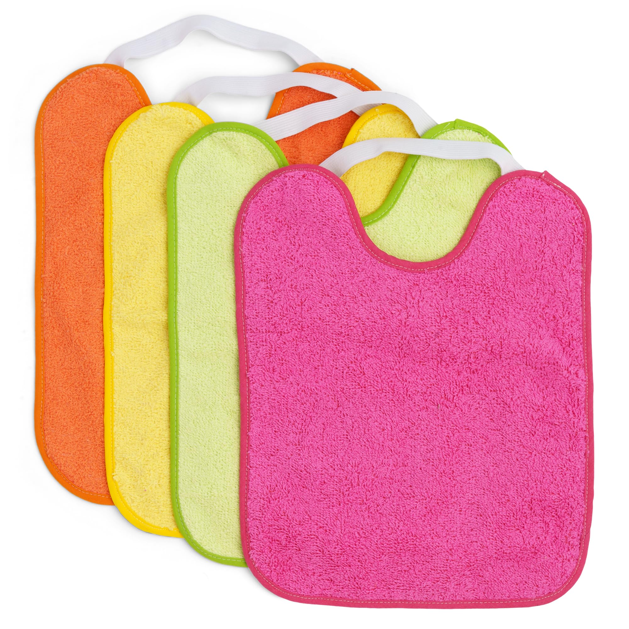 Ti TIN Pack of 4 Waterproof Baby Bibs with Rubber Closure, 90% Cotton, 10% Polyester with Vinyl Lining, Pack of 4 Bibs for Babies from 1 Year, Colours., 18-24 Months