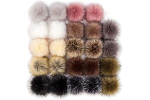 HOMTABLE 24 Pieces Faux Fur Pom Pom Balls Fur Fluffy Pompom Ball with Elastic Loop for Hats Shoes Scarves Gloves Scarves Bag Key Chain Charms Accessories (12 Pairs) (Mixed Color)