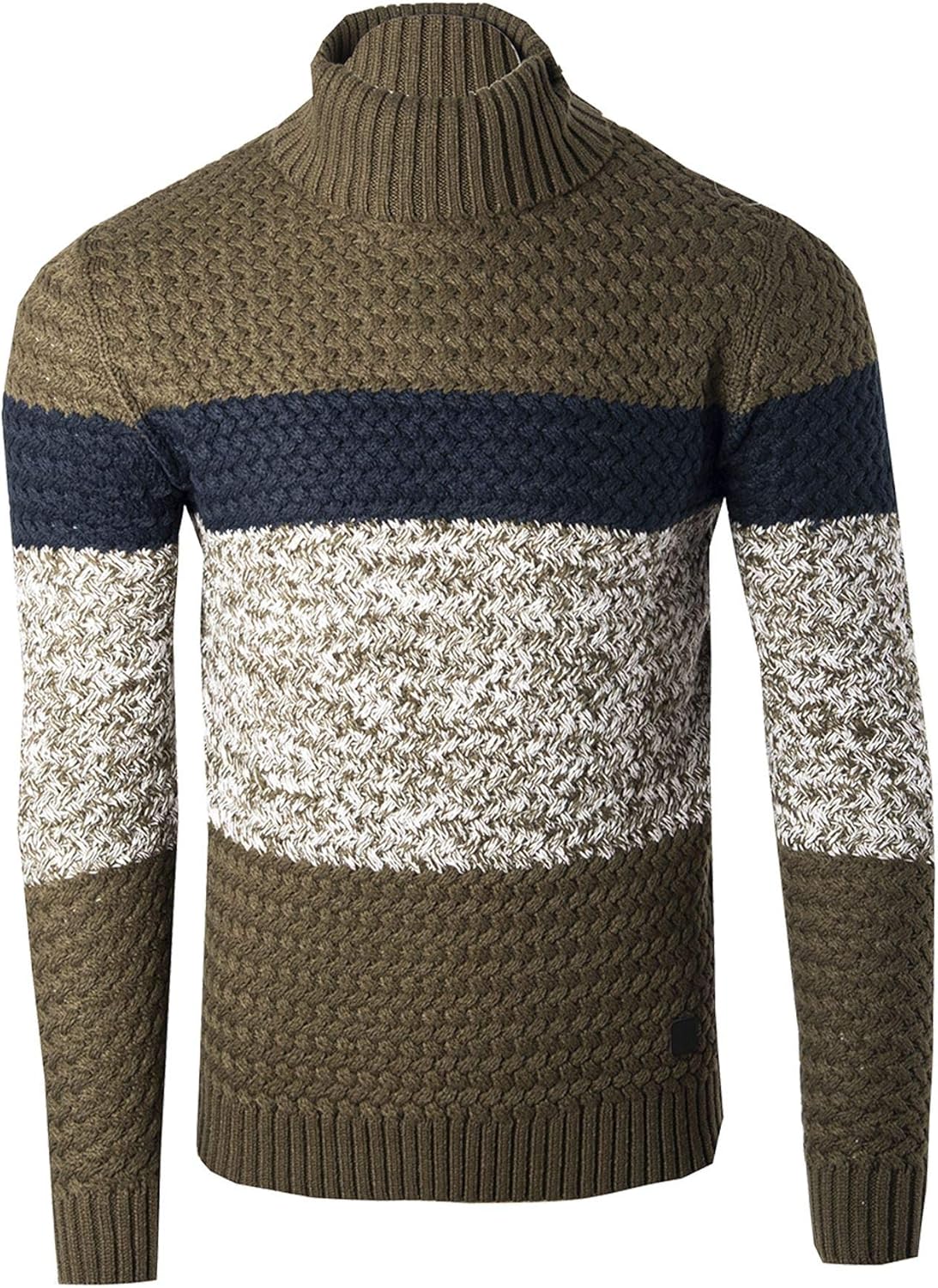 TruClothing.com Mens Chunky Roll Polar Neck Knitted Herringbone Jumper ...