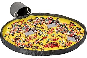 Eterish Toy Storage Basket and Building Bricks Toy Play Mat for Kids Rooms- Organizer Storage Organizer for Toys, Playroom Canvas Bag Gift for Boy/Girls (Grey 13" x12 .5")