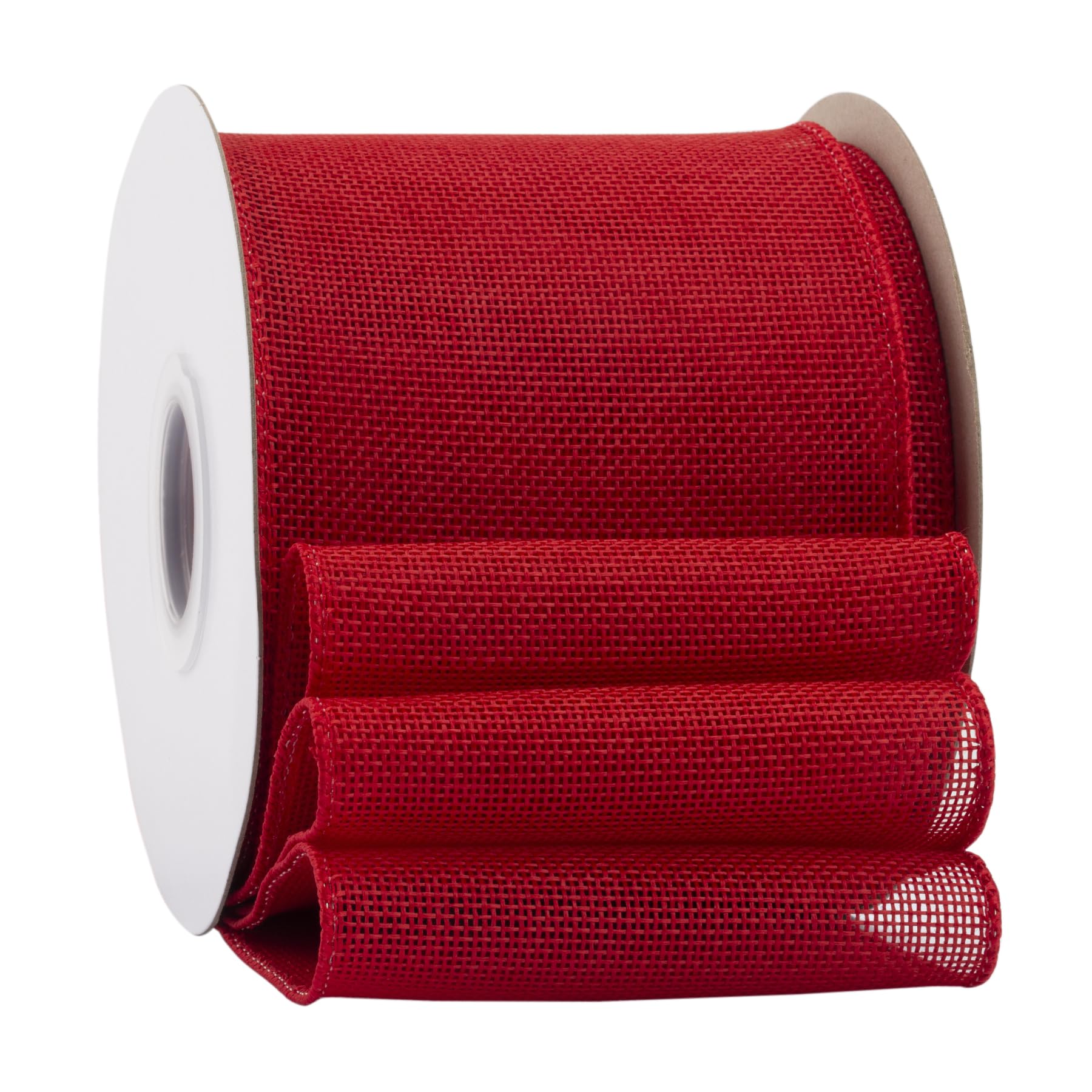 Ribbonitlux Red Burlap Wired Ribbon, 100mm x 18 Meters, Wired Edge Burlap Ribbon for Gift Wrapping, Big Bow, Wreath, and Christmas Tree Decoration