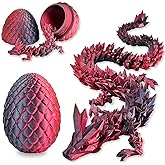 LOCYFENS 3D Printed Dragon Eggs with Dragon Inside, Articulated 3D Dragon Toys with 3D Dragon Eggs, Crystal Dragon Black Red