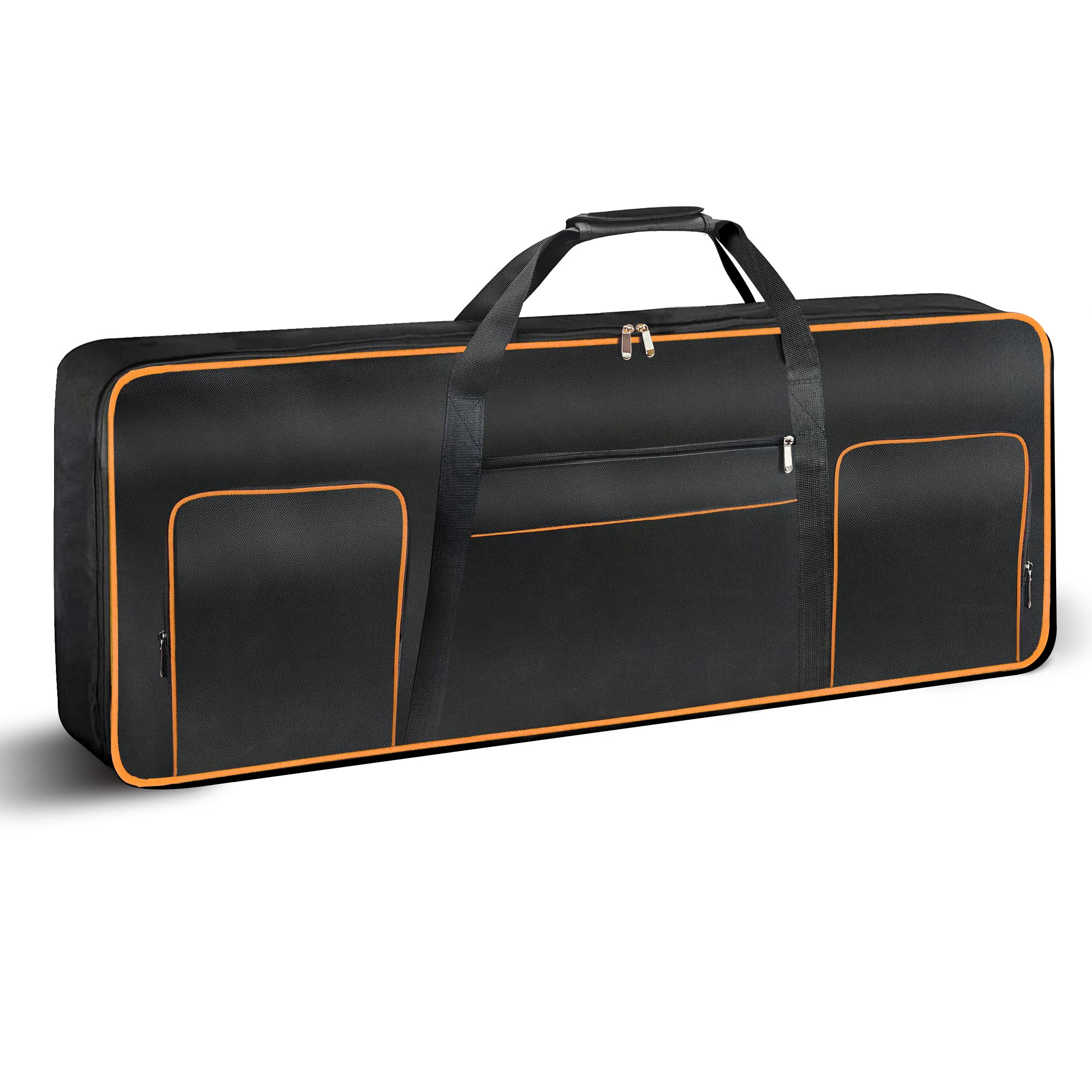 Photo 1 of 61 Key Keyboard Gig Bag Case,Portable Durable Keyboard Piano Waterproof 600D Oxford Cloth with 10mm Cotton Padded Case Gig Bag 40"x16"x6" / Black+Orange