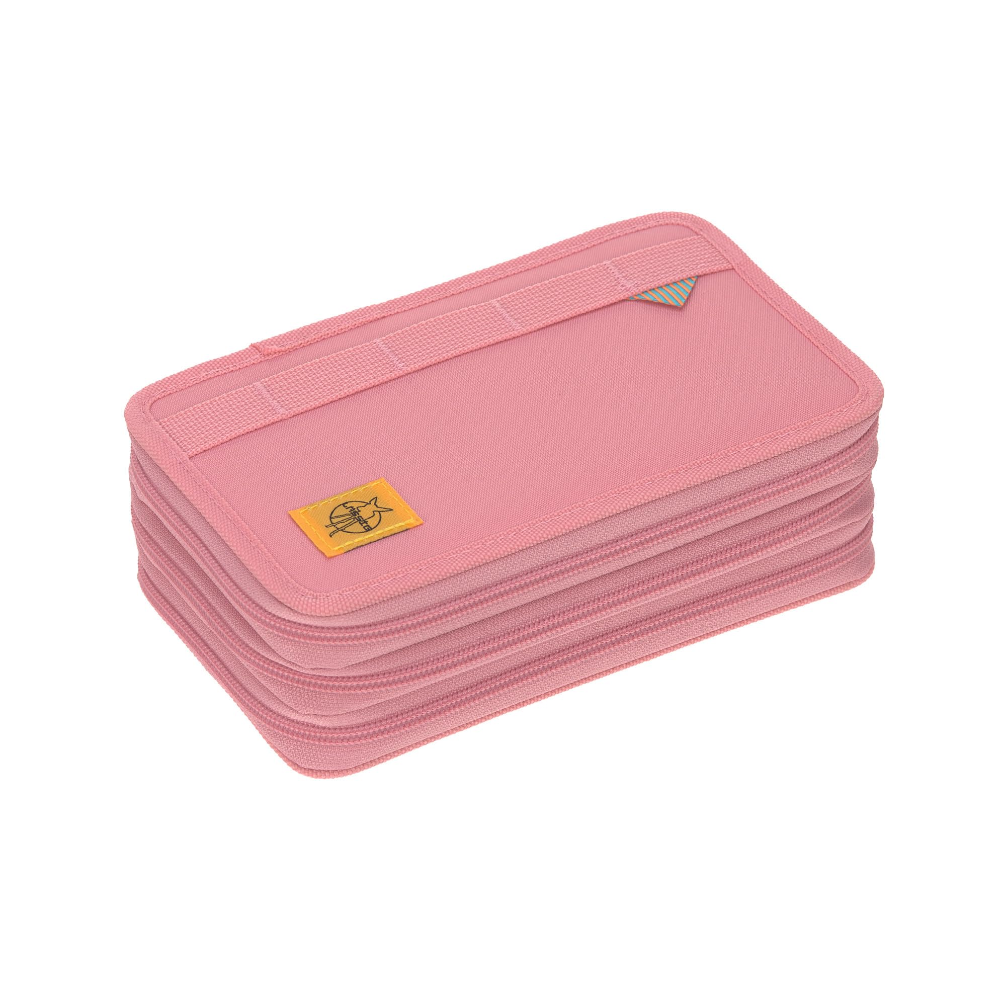 LÄSSIG Pencil Case Filled 20 Pieces/School Triple Pencil Case Unique, Pink, Standard Size