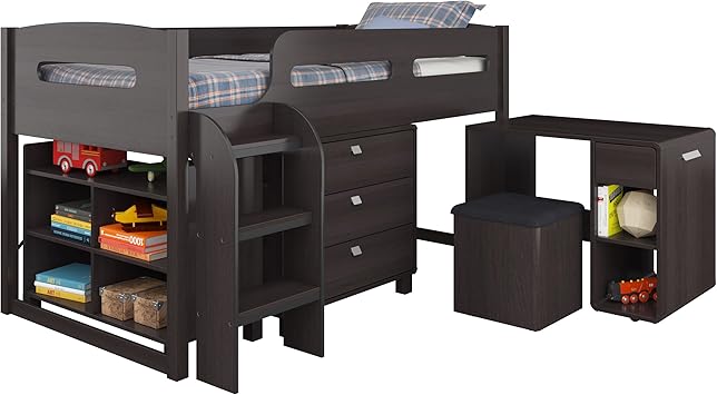 single bunk bed with desk