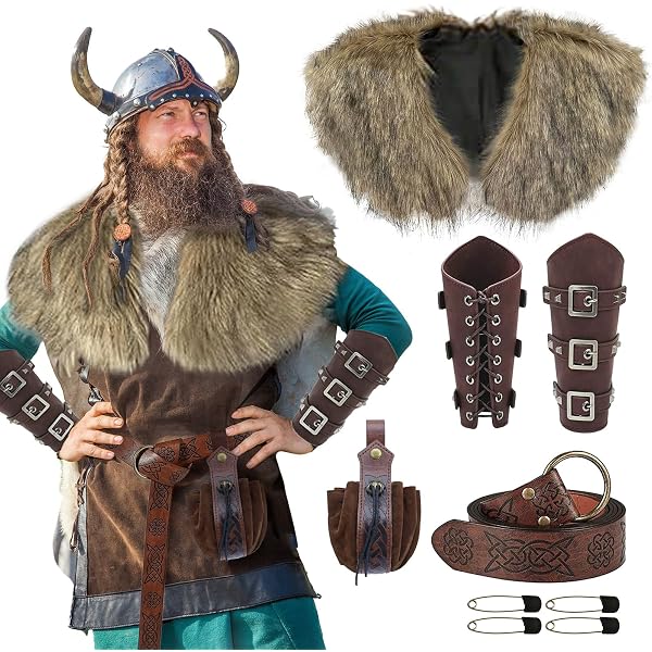 Cape Viking Pour Homme Duohropke - Style Médiéval Avec Col En Fourrure - Pour Cosplay, Fêtes, Halloween, Noël